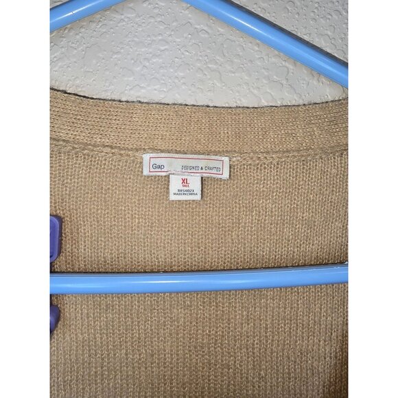 Gap XL Beige Professor Cardigan With Black Elbow Patches Academia - Picture 3 of 6